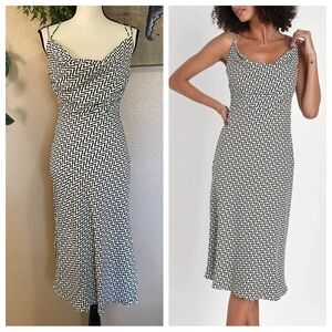 NWOT Lulus Sincerely Effortless Black and White Abstract Print Midi Dress